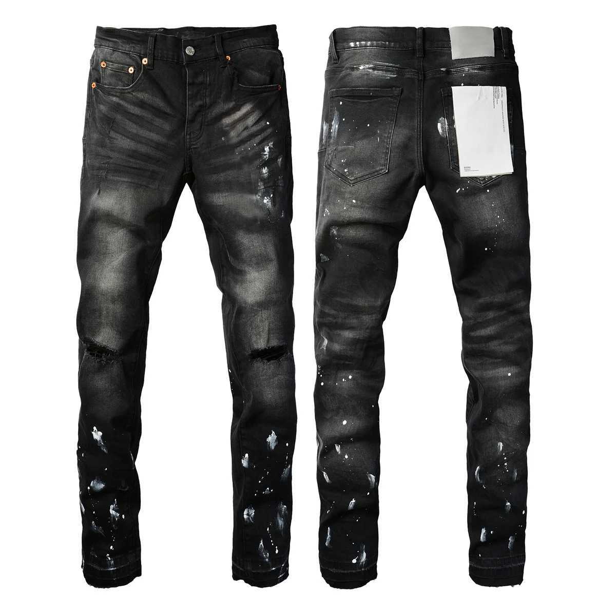 American mens high street black paint old 9002 pants jeans W250412