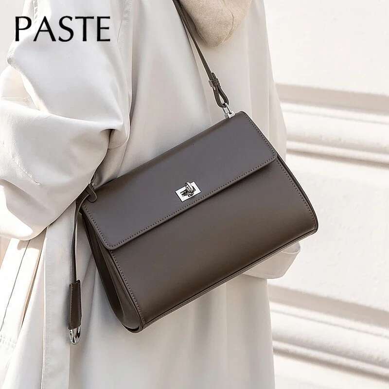 Designer Bag Simple Glossy Cowhide Leather Women Crossbody Black Commuting Versatile Handbag Long High-Quality Single Shoulder Armpit Bag