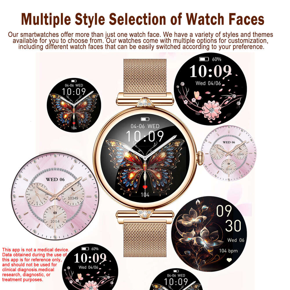 2024 Smart For Women Touch Screen Smartwatch Fitness Tracker with Call/Messaging, Music, Camera, Weather, Alarm, Sleep Monitoring - 1.28-inch Display,