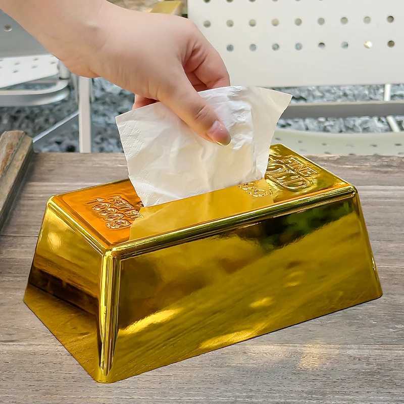 Miniso Creative Bricks Tissue Box Hotel High-End Simation Gold Bar Paper Box High-End Napkin Paper Box He Decoration Y251112