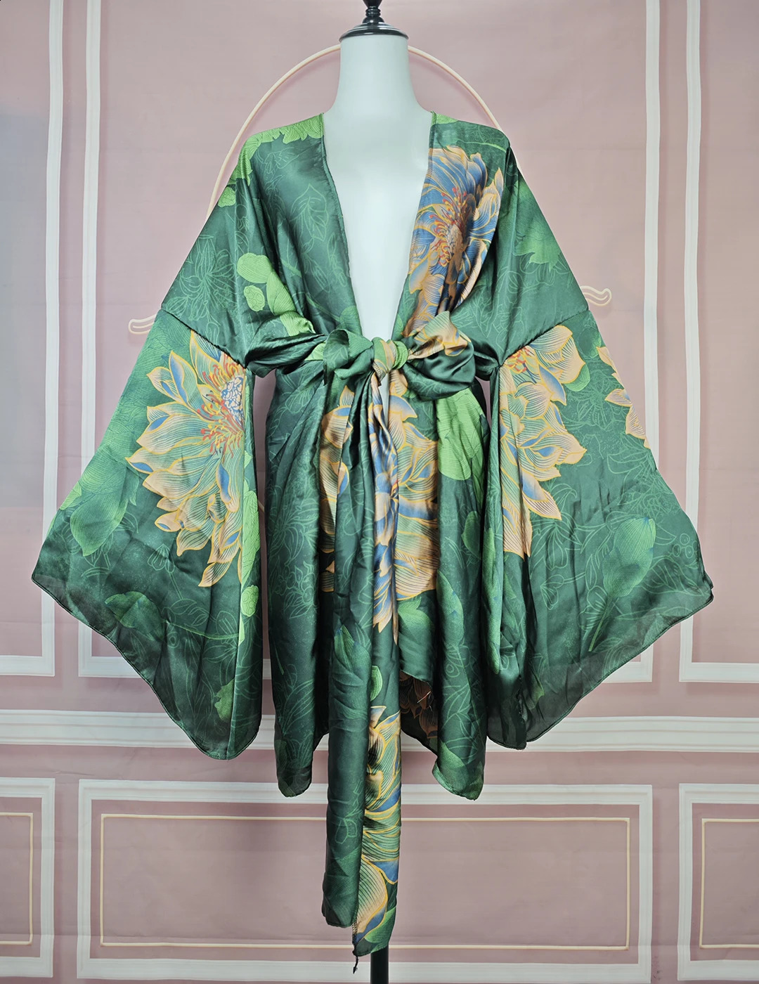 Elegant floral summer sexy womens beach bikini mini kimono plus size African fashionable swimsuit loose cardigan 250411