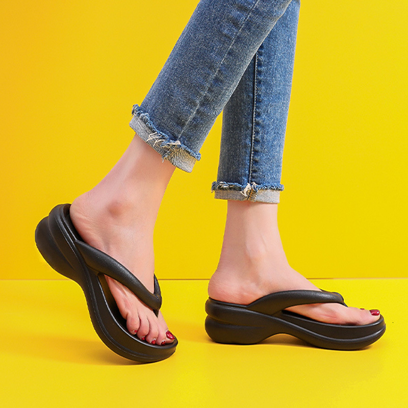 Herringbone with thick soles, women's vacations, beach outings, summer new clip on slippers