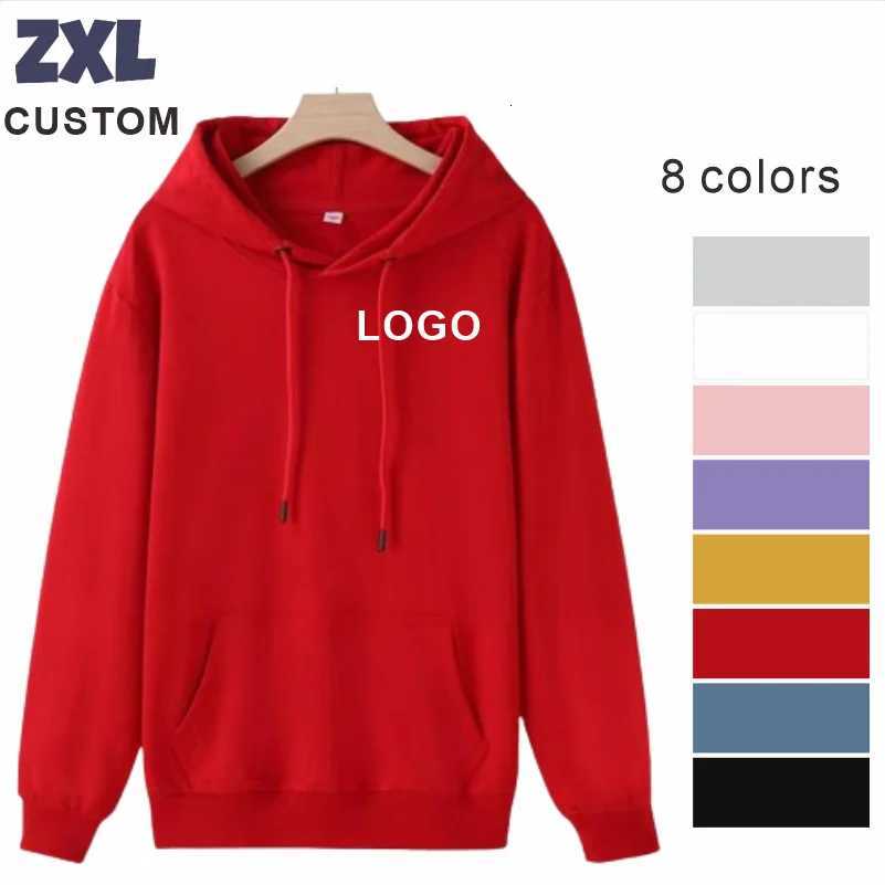 POD customization ZXL New Retro 100 Cotton Hooded Sweatshirt Loose Sports Hoodie Tops Mens and Womens Streetwear Custom Print EmbroideryT251112