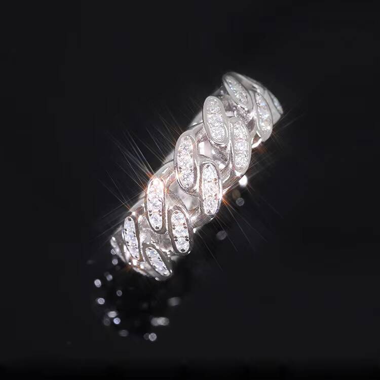 RTS Fashion Jewelry Pass the Diamond Tester Moissanite 18K Gold Plated 925 Sterling Silver Men Ring for Hiphop Life