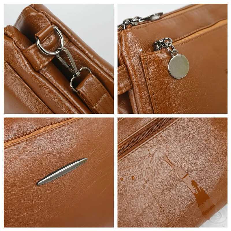 Solid Color Simple Retro Womens Small Crossbody Bag Soft PU Leather Multi-layered Shoulder Bag Casual Large Capacity Sling BagW251112