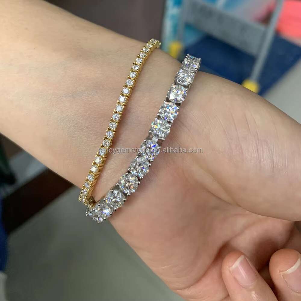 Custom Fine Jewelry Real Gold Iced Out Lab Grown Diamond Tennis Bracelet with GRC Certificate 10K/14K White Gold