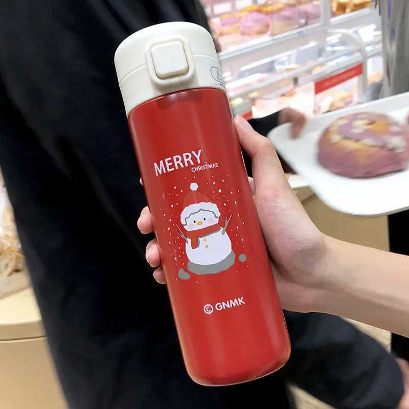 Christmas 450ml Christmas Stainless Steel Insulation Cup Santa Claus Elk Red Holiday Bouncing Cup Student Cartoon Water Bottle Xmas Gift Y251112
