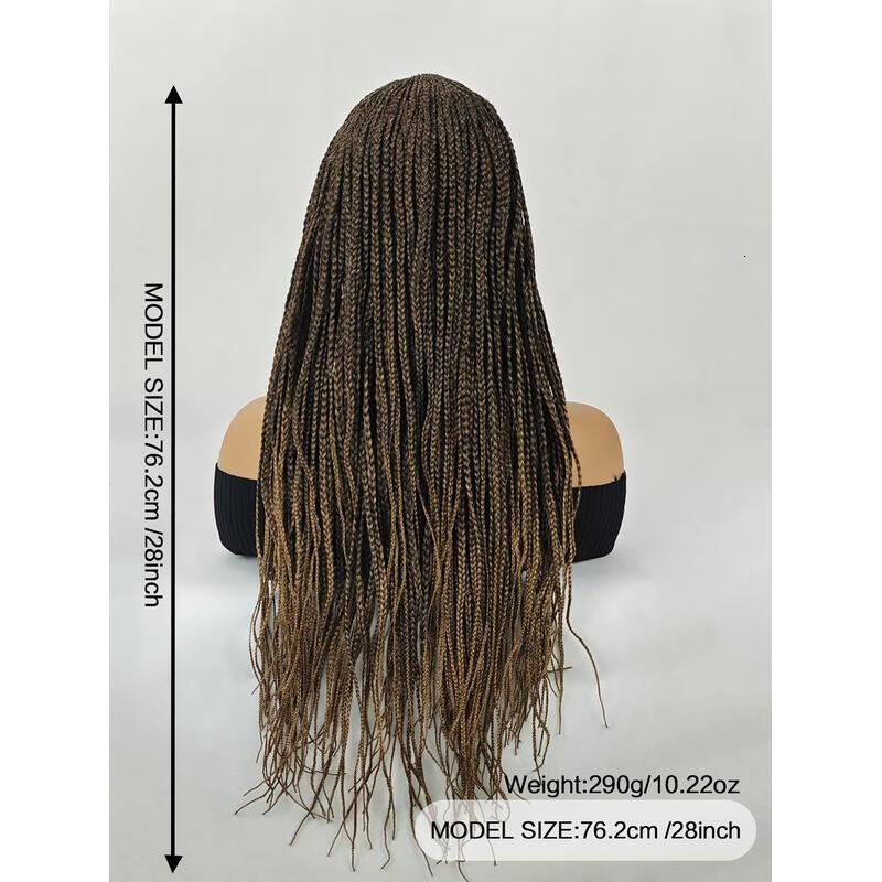28 inch for Women Full Lace Front Box Black plus light brown Hand Braided Wigs With Baby Hair synthetic wig