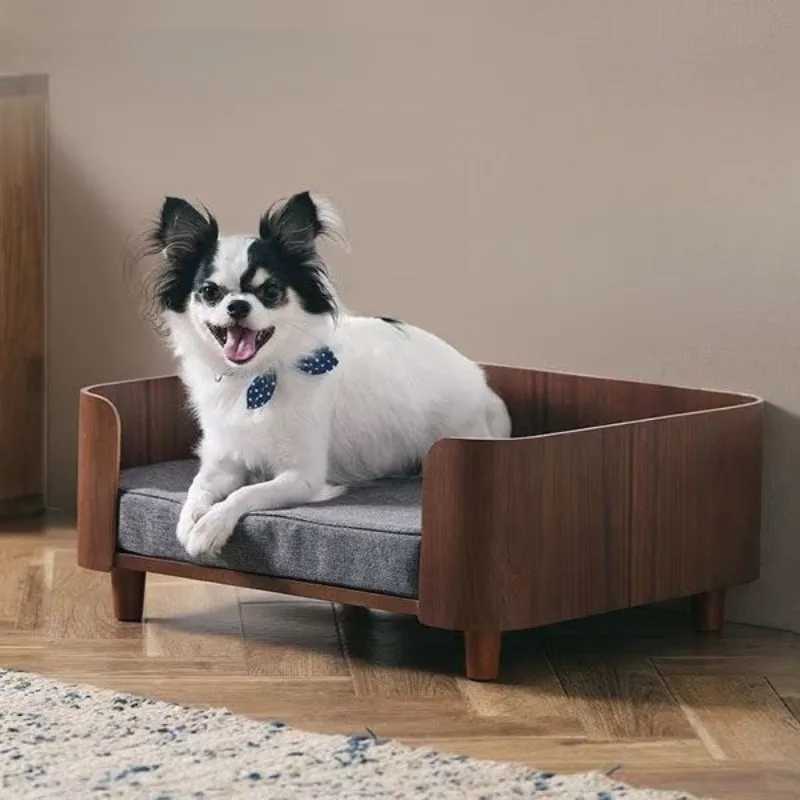 Cat and Dog Bed Wooden House Indoor Pet Furniture Flooring Modern Simple Ceiling Bed Comfortable Durable Furniture Accessories X250412