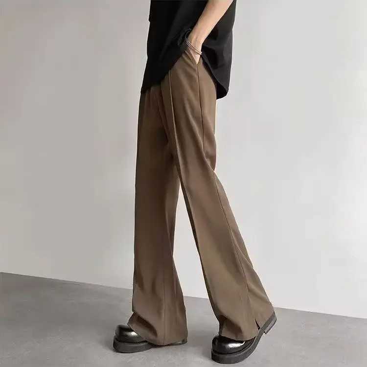 Brown Coffee ColorVibe Microflore Mens Casual Trouser Side Seam Straight Leg Feel Straight Leg Set AutumnXJ250412