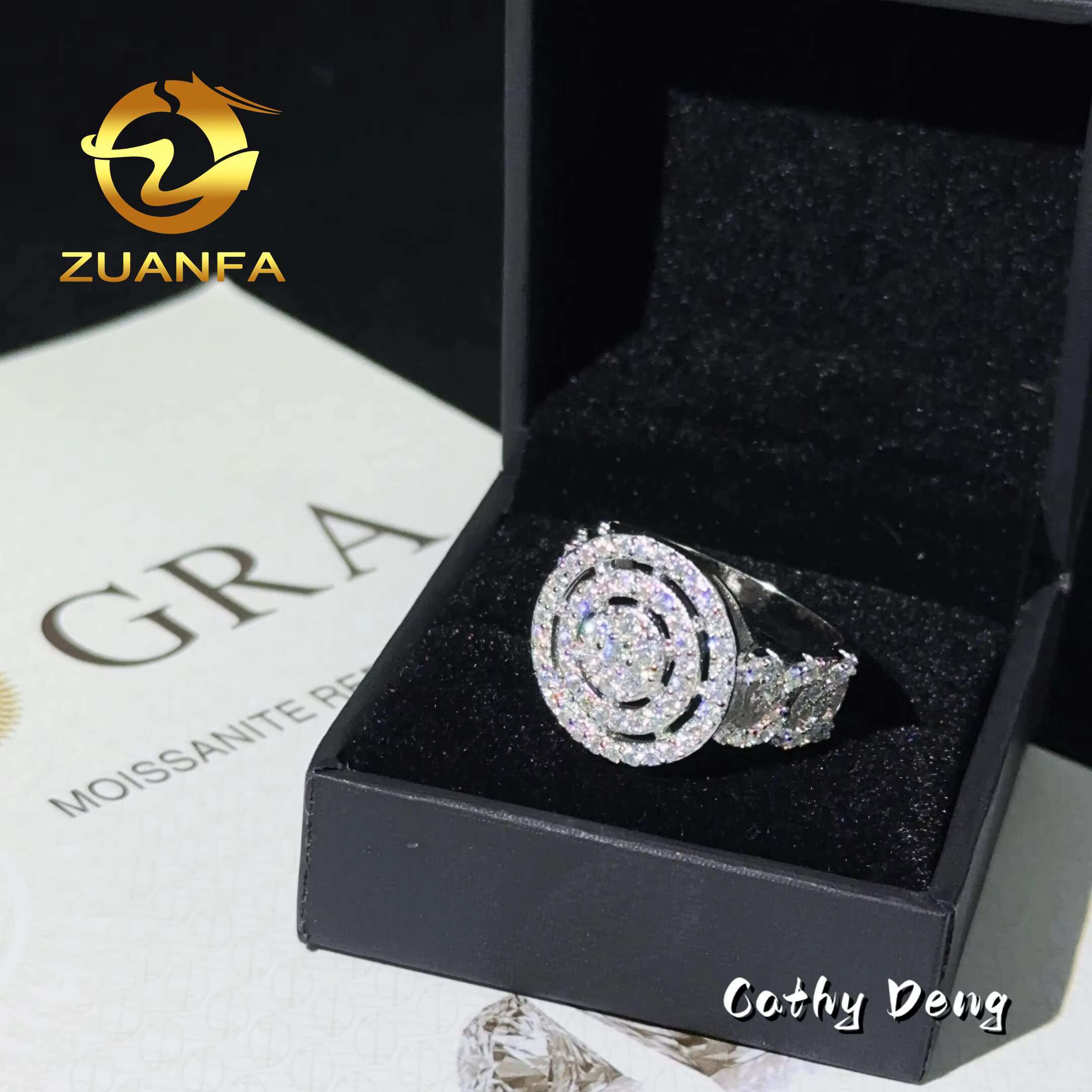 New Arrival Instock Hip Hop Luxury Ring Iced Out Round Brilliant Diamond Moissanite Diamond Ring for Men