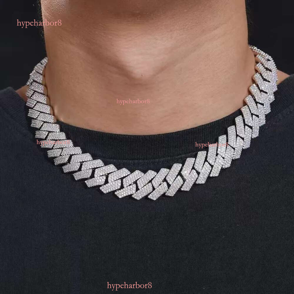 Fashion Jewelry Designer Cuban Chain, Pure Sier Tin 3 Rows Mosonite Necklace Men's Gift Gothic Iced Pendant with Dia Tester