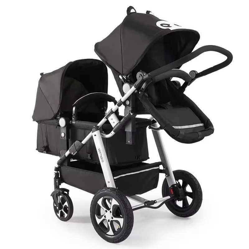 New twin baby stroller foldable twin baby stroller suitable for two children shock-absorbing twin baby stroller W250411