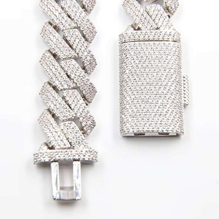 925 Sterling Silver 20mm Wide Vvs Moissanite Plated 14k Gold Cuban Link Chain for Necklace bracelet