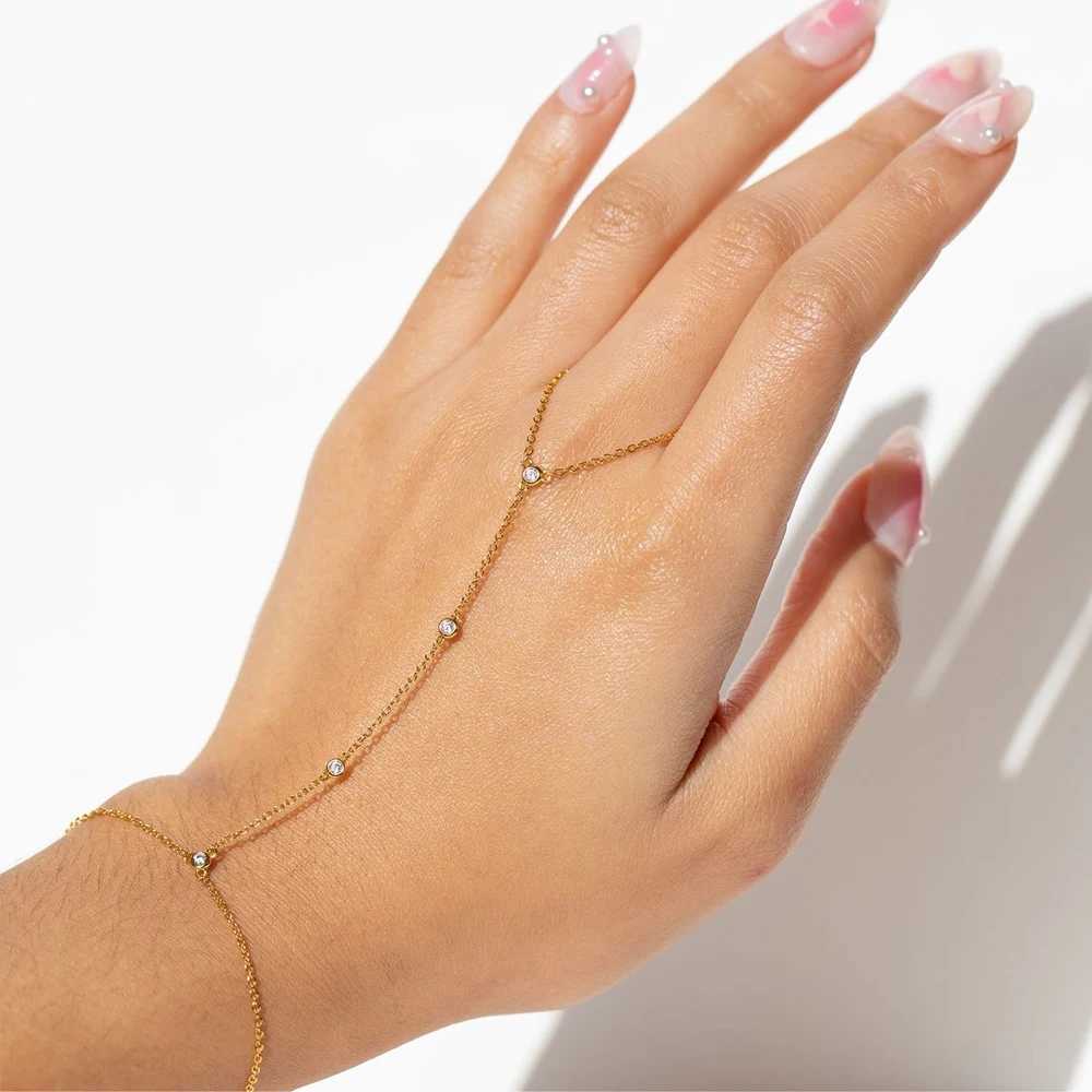 Stainless Steel New Style Punk Finger Ring Bracelet Hand Back Chain Jewelry Conjoined BraceletC250411