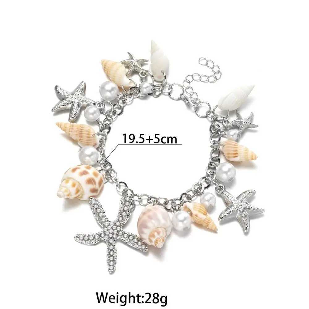 Sea Series Shell Starfish Bracelet Ornaments Adjustable Bohemian Shell Beads Bracelets Imitation Pearl JewelryC250411