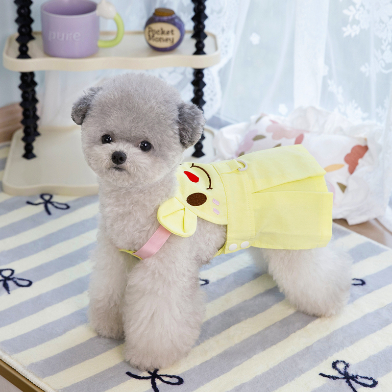 Dog Cat Dress Embroidered Little Bear Cute Dog Dresses Puppy Denim Skirt Chihuahua Teddy Pomeranian Dress Birthday Holiday Clothes for Small Medium Do