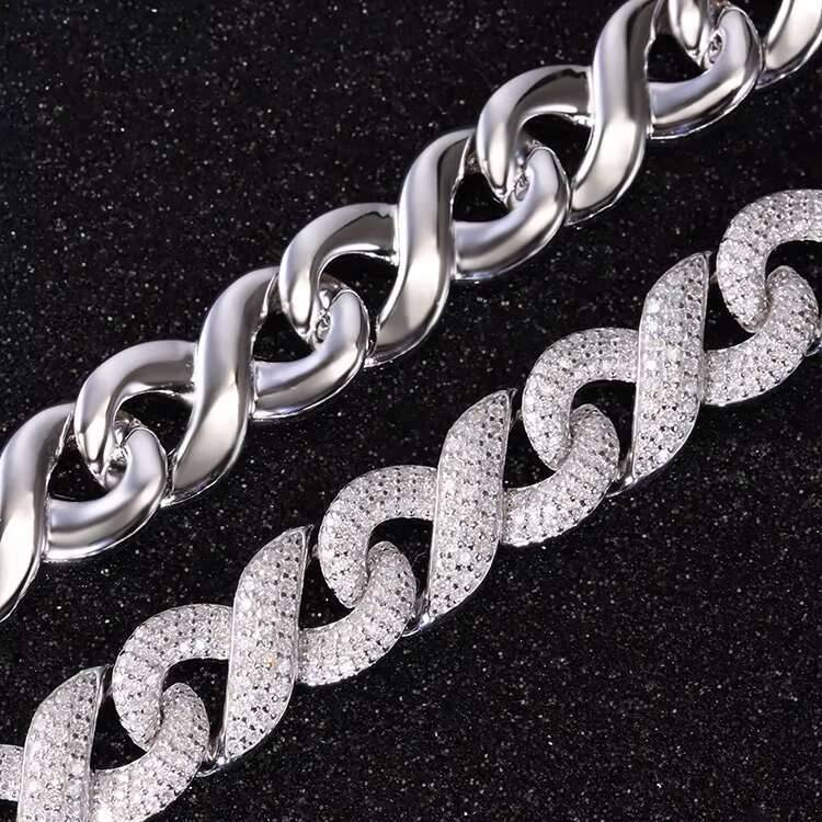 Yu Ying 13mm Iced Out Cuban Link Chain S925 Sterling Silver With Vvs Moissanite High Quality Infinite Cuban Hip Hop Necklace