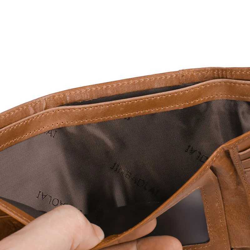 Jinbaolai genuine cowhide mens wallet card holder memo company short wallet high-quality mens wallet Z250411