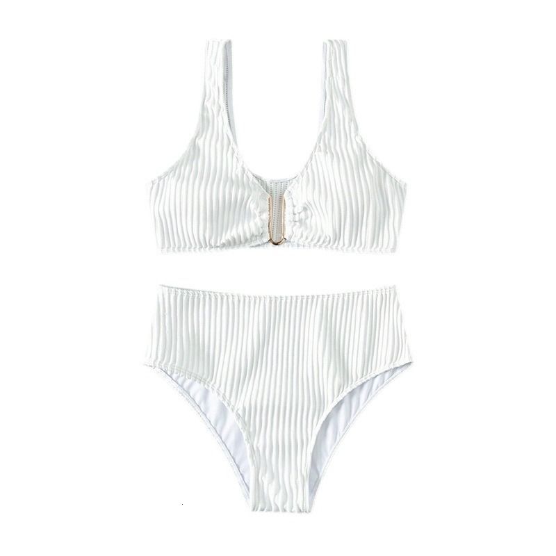 Clothing Sexy Solid Color High Waist Bikini Beach Split Swimsuit Women's Swimwear