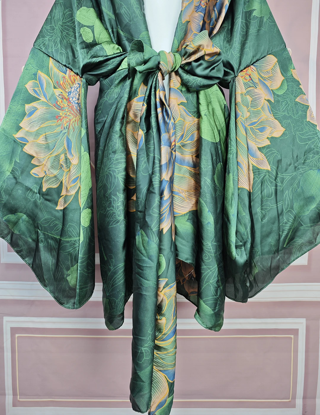Elegant floral summer sexy womens beach bikini mini kimono plus size African fashionable swimsuit loose cardigan 250411