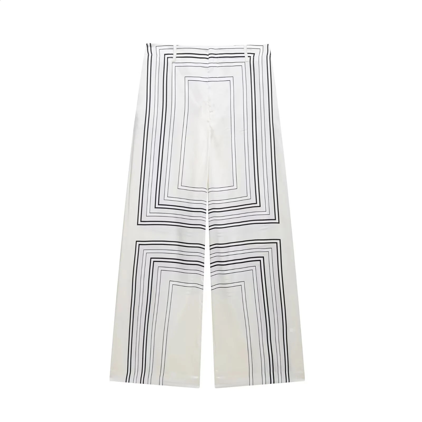 European and American Spring 2025 Womens Casual Loose Collar Long Sleeve Printed Twill Shirt Straight Leg Pants Set 250411Z