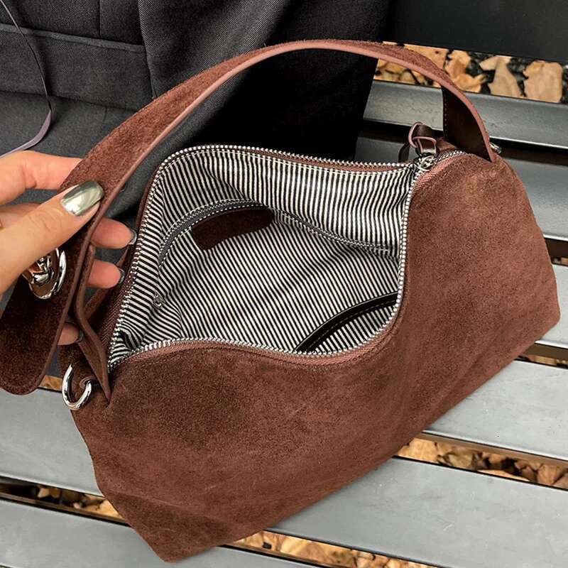 Designer Bag Wholesale Women Suede Female Retro Frosted Cowhide Split Leather Armpit Shoulder Bag Lady Handbag Trendy Crossbody Messenger