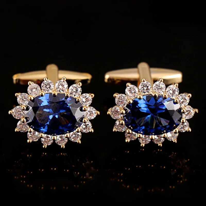 Luxury womens crystal inlaid French metal cufflinks mens shirts buttons wedding dresses jewelry accessories holiday giftsT250412