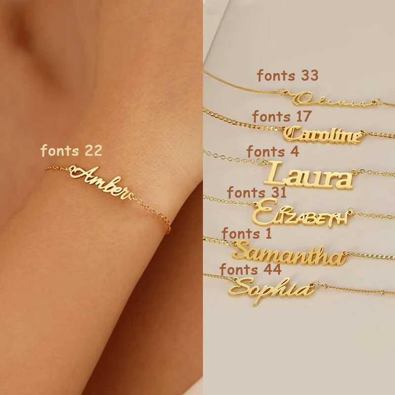 Fashion Customized Name Bracelets Letter Stainless Steel Personalized Bracelets For Women Baby bangle Jewelry Not Allergic GiftC250411