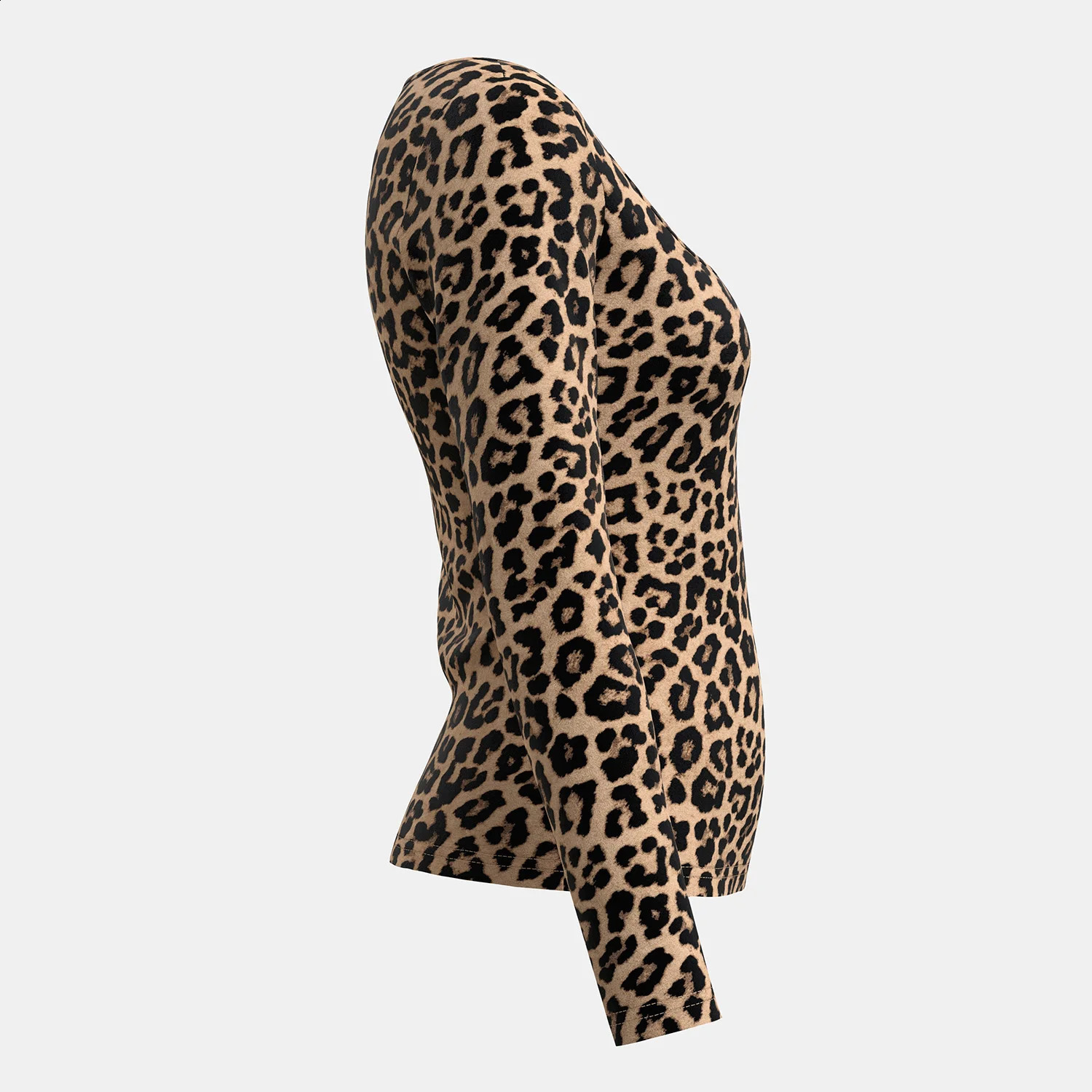 Mia Muse WomenS T-Shirts Autumn Fitting Slim Leopard Long Sleeve Square Neck Regular Sexy Chic T-Shirts 250409