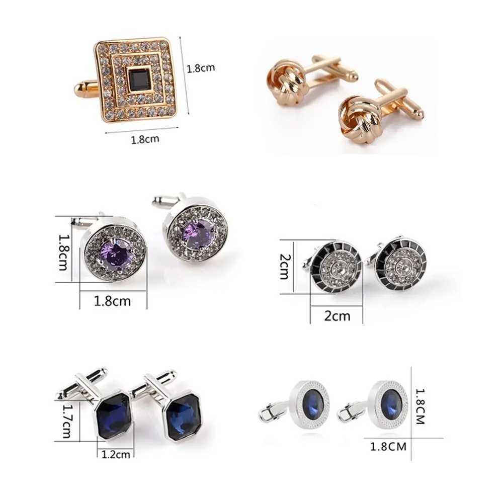 Elegant Style Knot White Crown Shirt Cufflinks Luxury Blue Mens CufflinksT250412