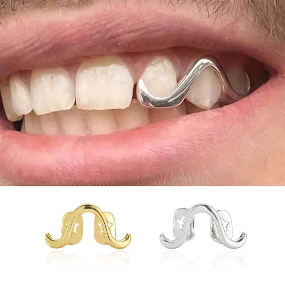 Rachelz Hip Hop Wave Mouth Teeth Grillz Bracket with Niche Design Curved Gloss Tooth Cap Suitable for Women and Men Couples Jewelry Gifts W250412