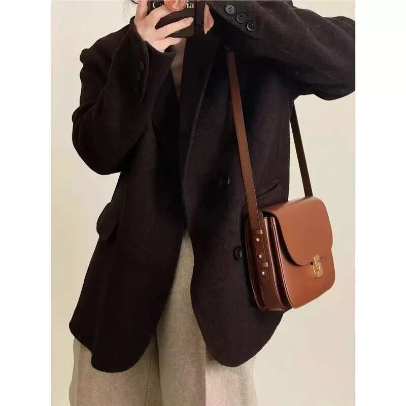 Niche Design Women's Cowhide Small Square Premium Texture Tofu Shoulder Crossbody Bag