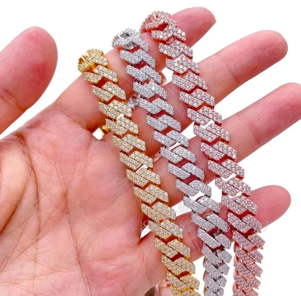 Ice Cubed 12MM Moissanite Sterling Silver Pendant with Cuban Link Chain for Men's Fashion Accessory