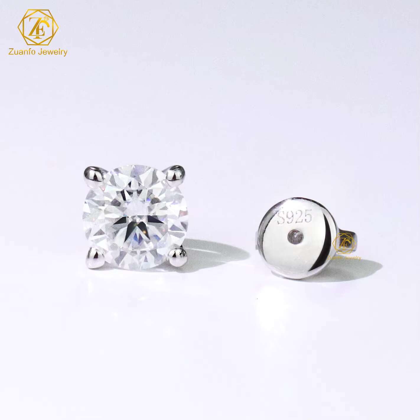 Simple Design All Handmade 925 Sterling Silver Earrings GRA Certified 6.5mm 1carat Diamonds Wholesale Moissanite Earrings