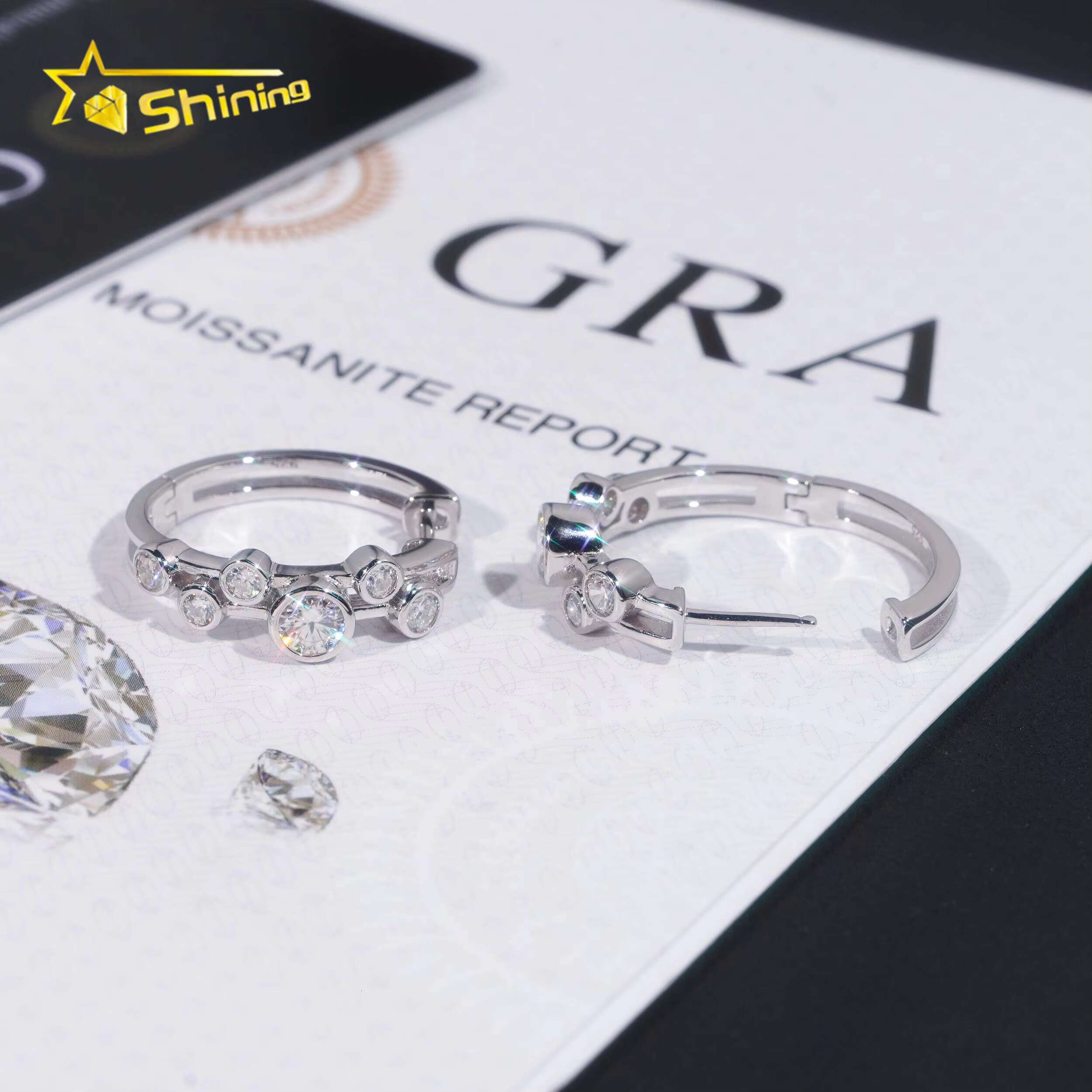 High Quality Hip Hop Jewelry 925 Sterling Silver Gold Plated Iced Out Moissanite Hoop Earrings Fashion Stud Earrings With GRA