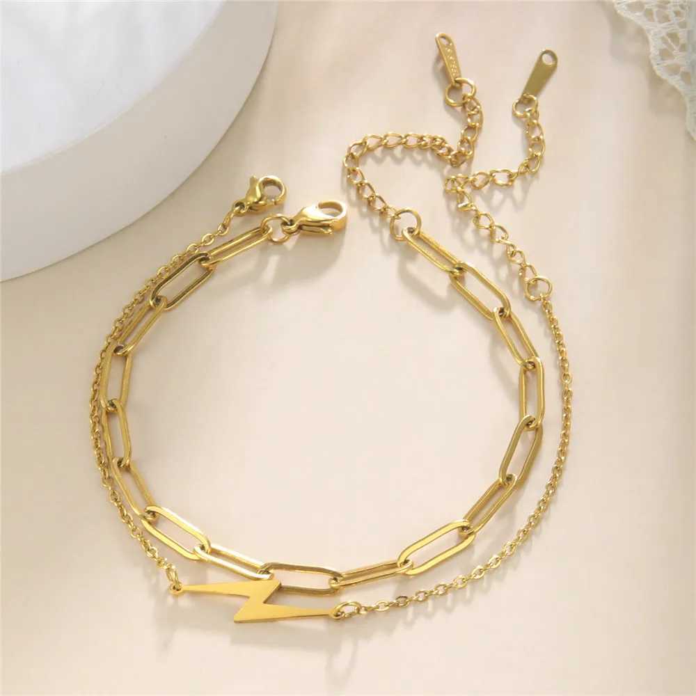 Skyrim Stainless Steel Lightning Charm Bracelet for Women Men Classic Adjustable Link Chain Bracelets Jewelry Gift for LoverC250411