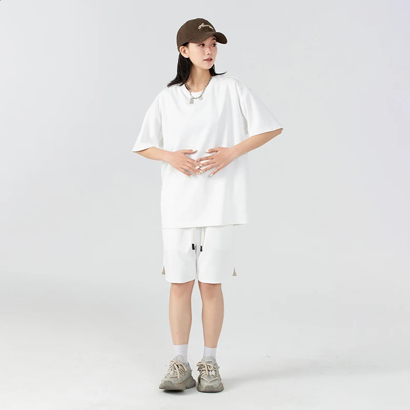 Summer Slim Couple Short Sleeved T-shirt With 5/4 Shorts Set Comfortable Breathable Outdoor Sports and Fitness Womens Set 250411