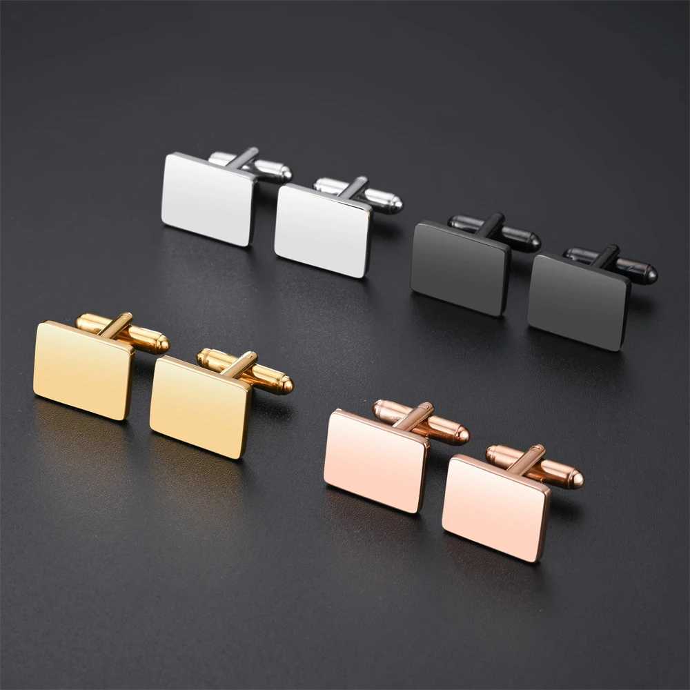 Mens blank cufflinks classic stainless steel cufflinks tailcoat shirt accessories cufflinks business wedding shirts unique jewelryT250412