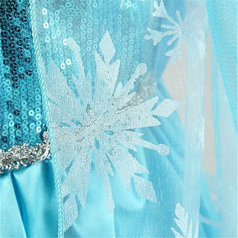 Disney Elsa Costume for Girls 2024 Carnival Party Snow Queen Luxury Role Playing Costume Birthday Party Costume Elsa Princess 3-10Y Childrens DressXJ2