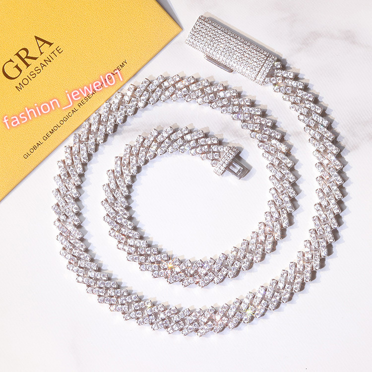 Customized Hiphop Jewelry 10mm Single Rows Cuban Link with Iced Out Moissanite Diamond Cuban Chain Rapper Necklace