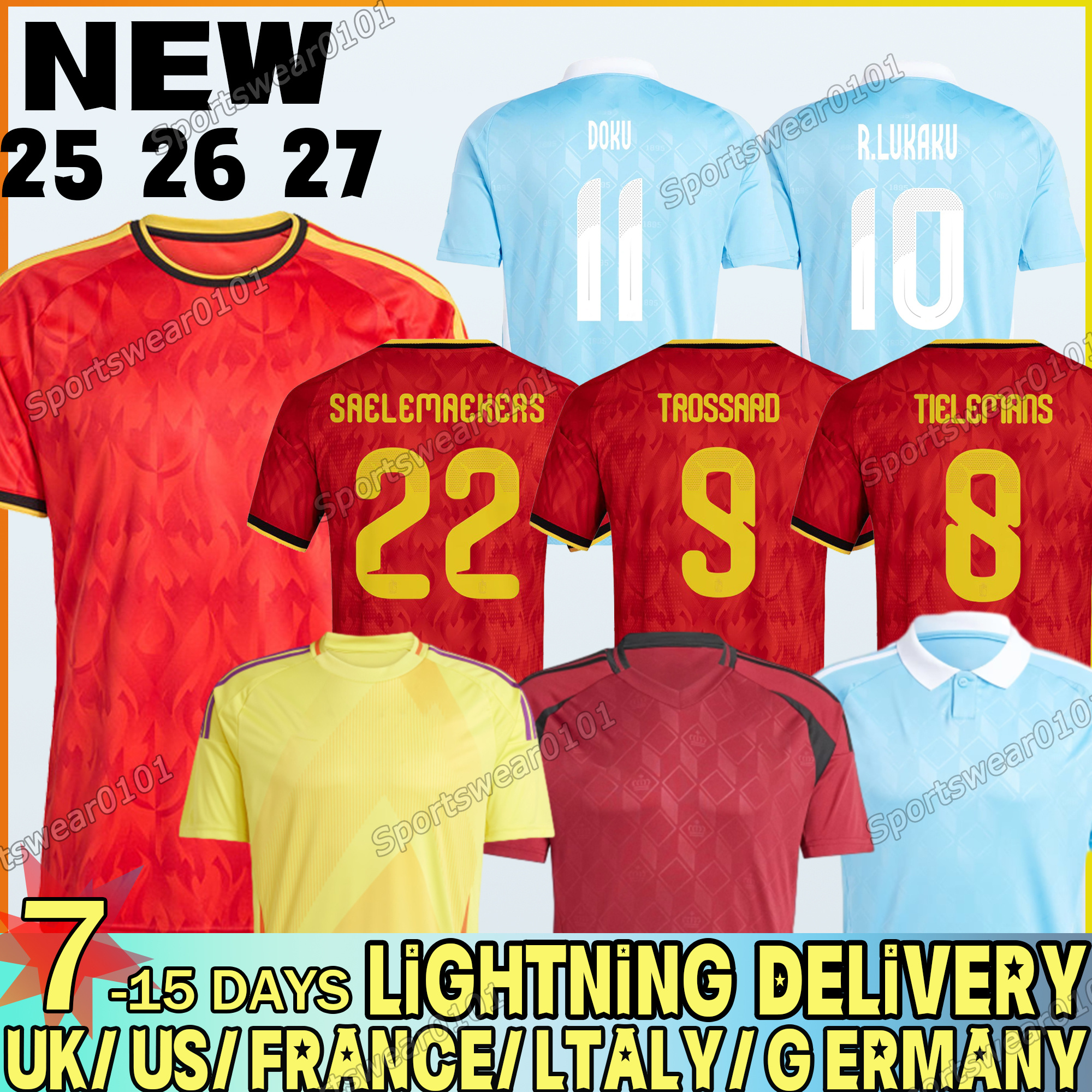 24 25 26 Belgium National Team Soccer Jersey Doku #11 Openda #9 Vanaken #20 Batshuayi #23 Trossard #10 De Cuyper #5 Jerseys Belgium World Cup Football Jerseys Men kids kit