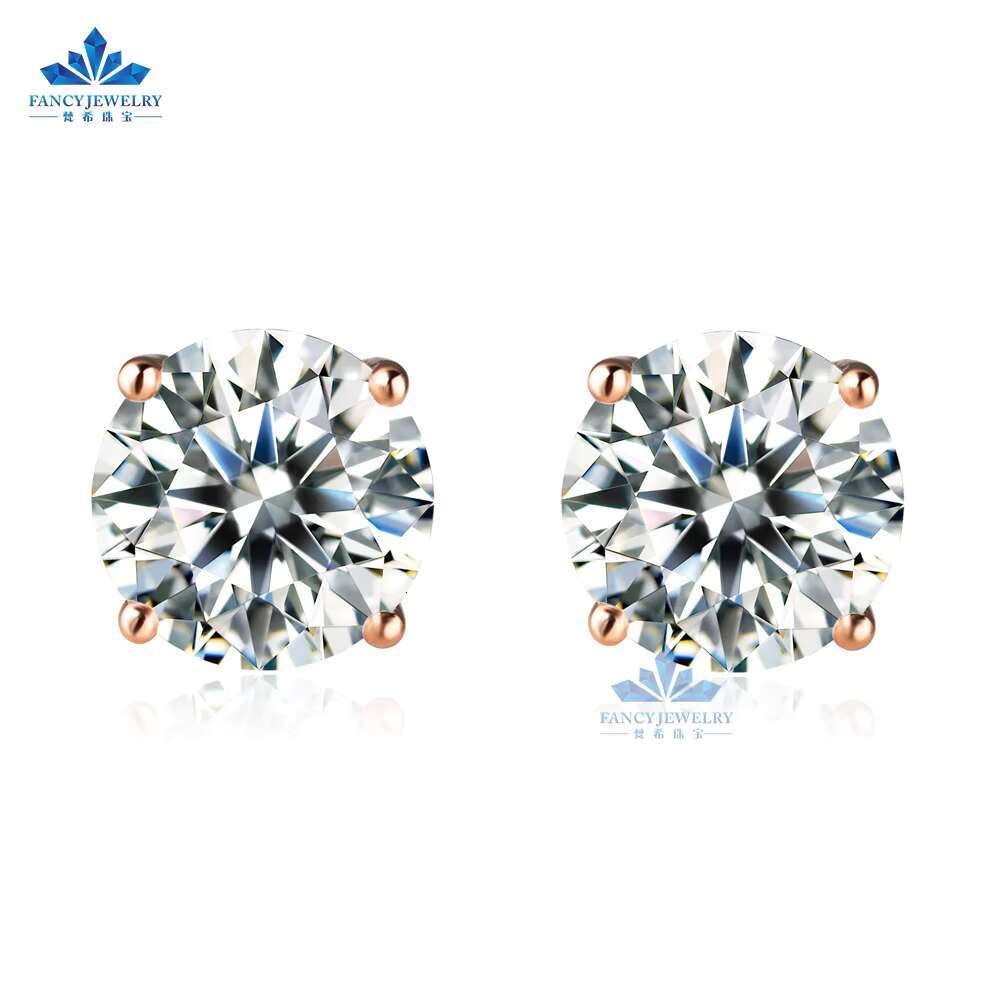 18K 14K Solid Gold Four Prong 0.3ct 0.5ct 1ct 1.5ct 2ct HPHT CVD Lab Grown Diamond Ear Screw Back Earrings for Gift Jewelry