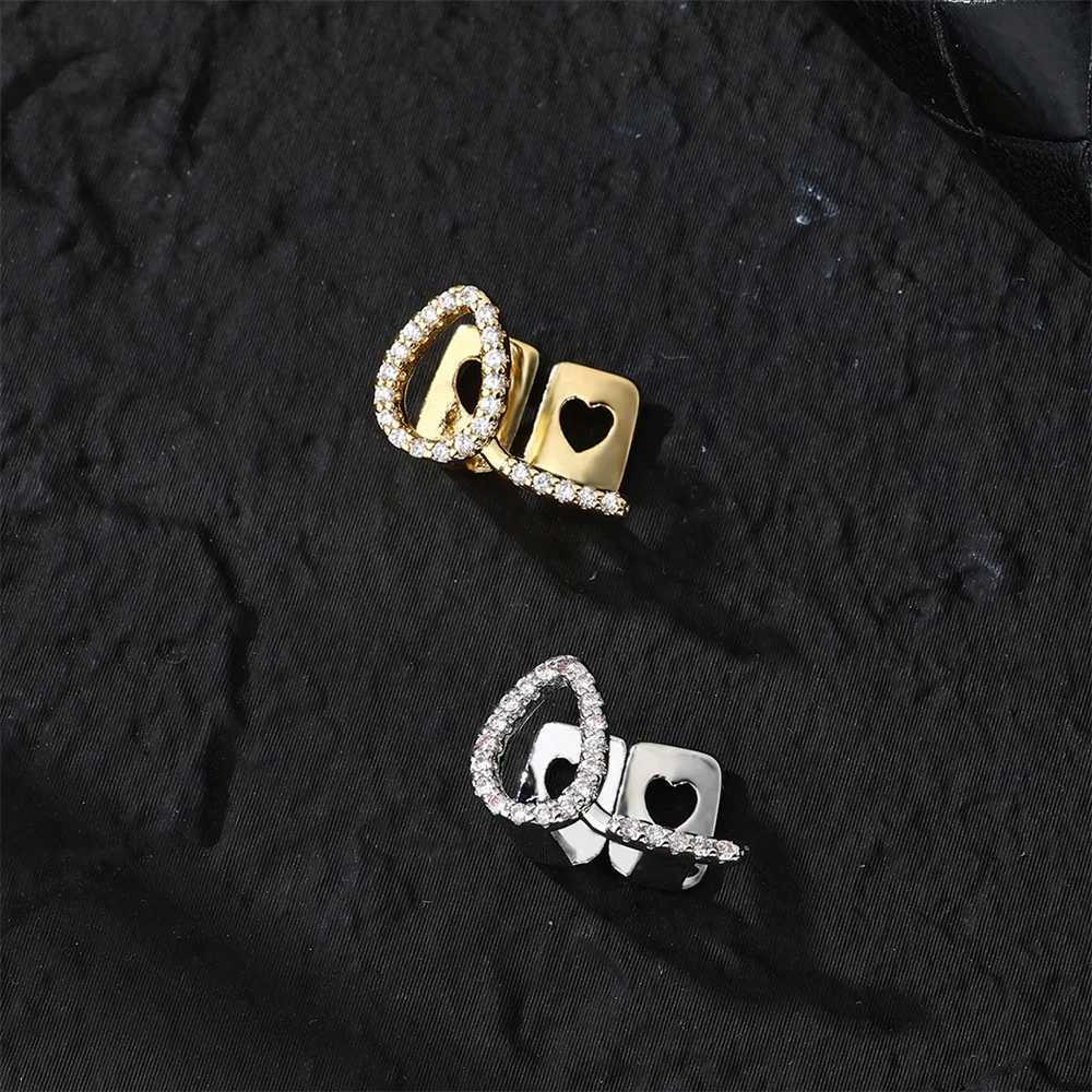 1 Hip Hop Fashion Sparkling Single/Double Toothed Grille Used for Mens Rock Ice Out Zircon and Paving Hollow Water Drop shaped Mouth Grilles W250412