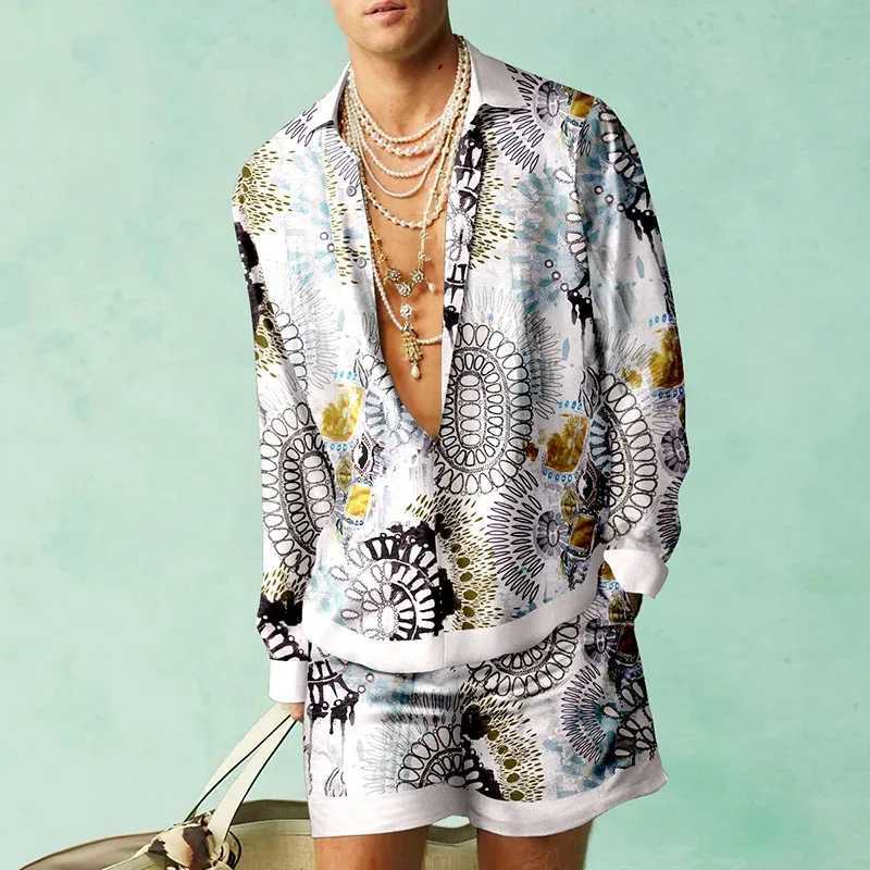 Plant pattern shirt set 3D printed mens casual and fashionable shirt oversized beach shorts summer street clothing Hawaiian suit clothingXJ250412
