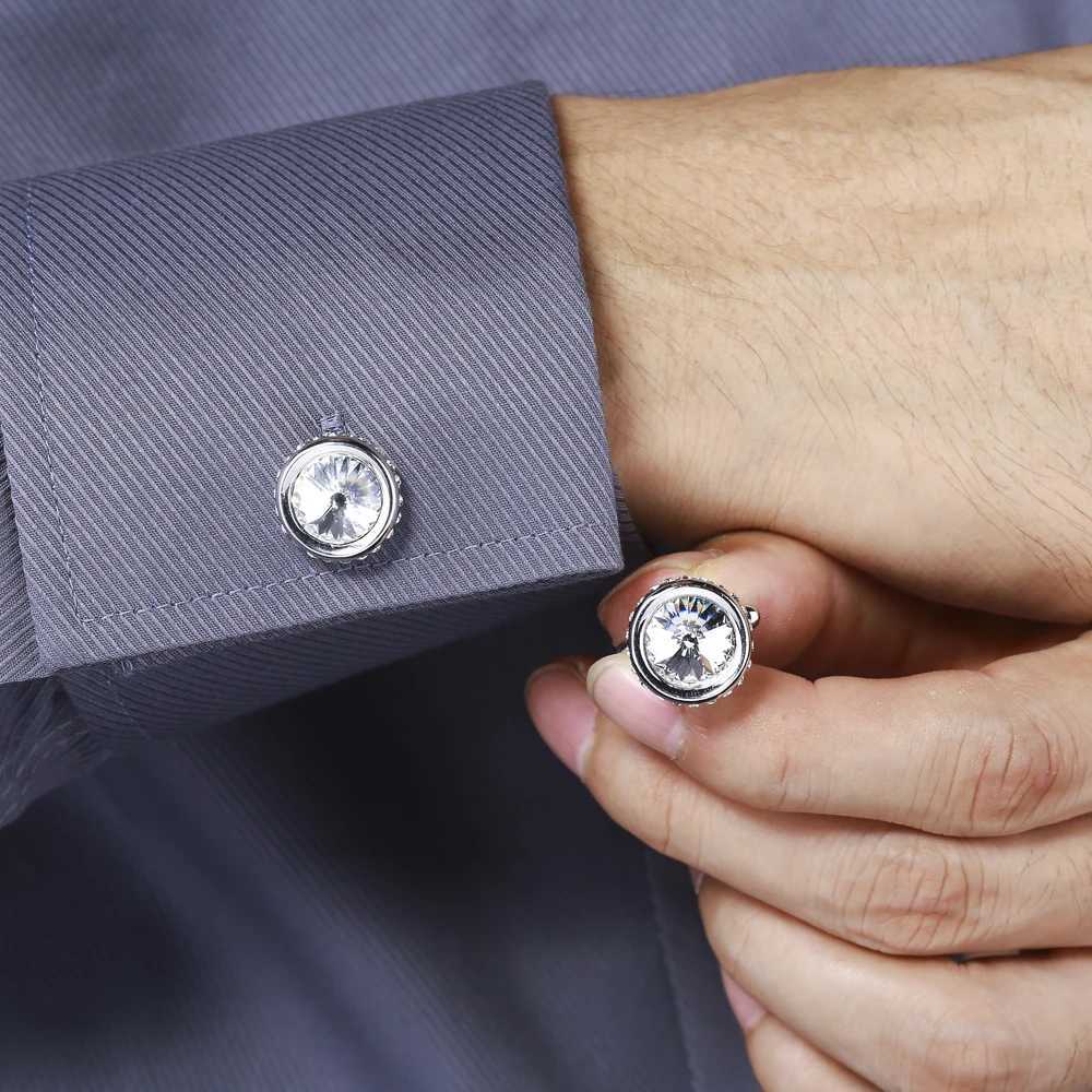 Mens crystal shirt cuffs grooms gift wedding cufflinks for mens fathers husbands and friendsT250412