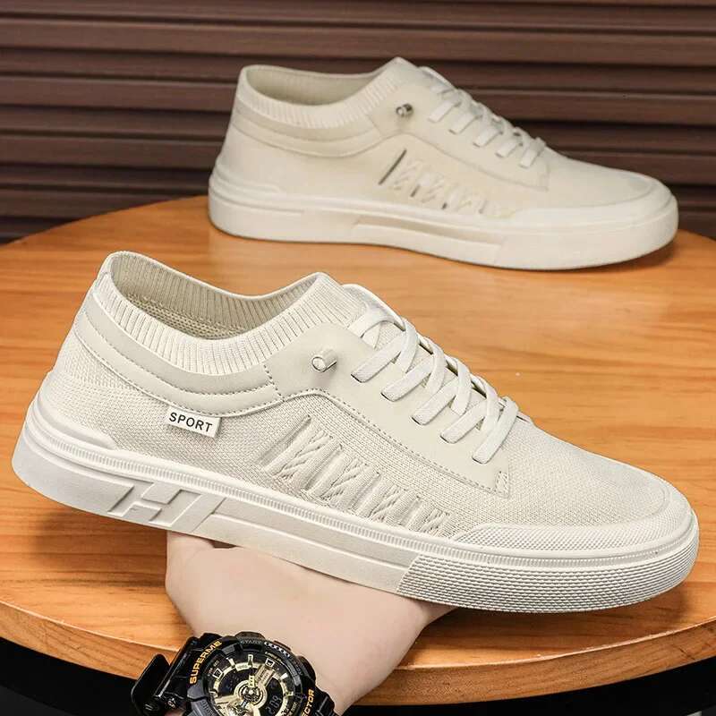 2025 Summer New Casual Men's Sports Shoes Breathable Lightweight Round Head Solid Color Anti Slip Designer Fashion Flat Shoes
