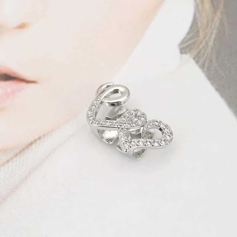 Stainless steel double heart dental cap suitable for women punk hip-hop zircon hollow love teeth Grilz couple jewelry accessories W250412