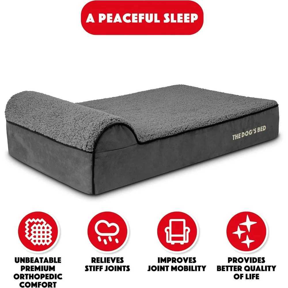Dog bed orthodontics Dog bed big gray plush 40x25 memory foam relieve arthritis hip and elbow dysplasia pain X250412