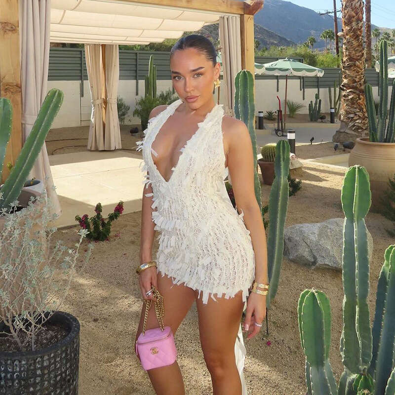 Women's Wear INS Women's Summer New Product Sexy And Spicy Hanging Neck Lace Up V-Neck Open Back Slim Fit Wrap Hip Dress